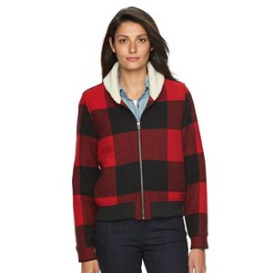 Women's Woolrich Buffalo Check Wool Blend Bomber Jacket