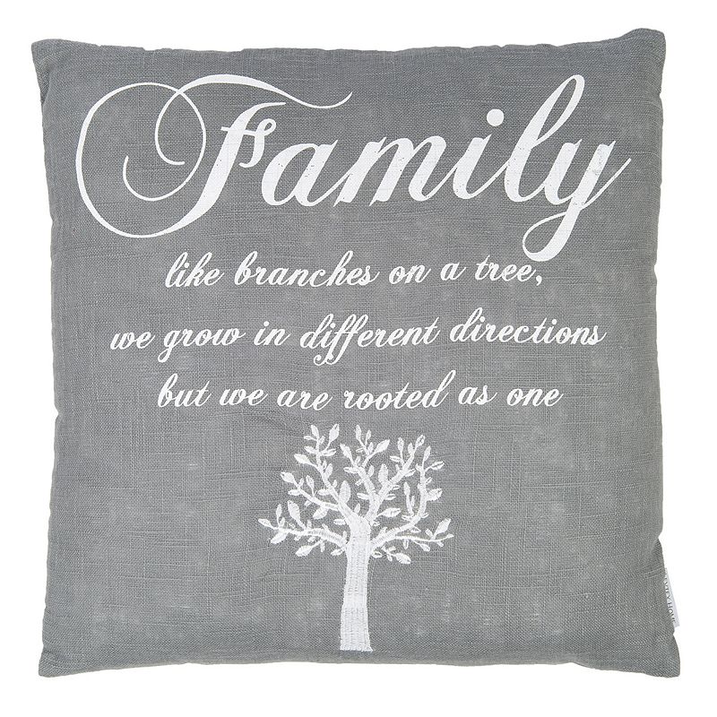 Family Throw Pillow, Grey, 20X20
