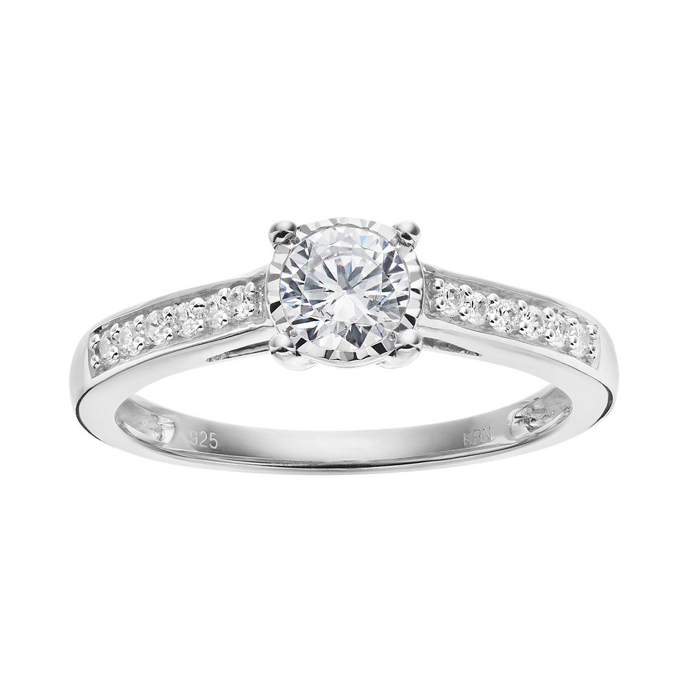 10k White Gold 1 2 Carat T W Diamond Engagement Ring