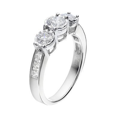 10k White Gold 1 Carat T.W. Diamond 3-Stone Engagement Ring