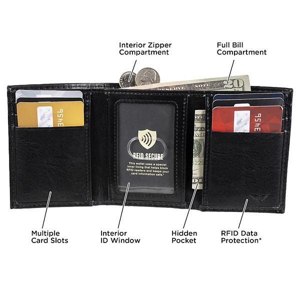 Men's Dockers® RFID-Blocking Trifold Wallet with Zipper Closure