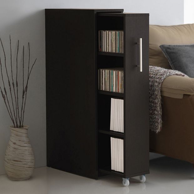 Baxton Studio Lindo Bookcase Single Pull Out Shelving Cabinet