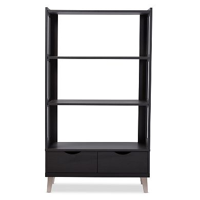 Baxton Studio 2-Drawer Kalien Wood Leaning Bookcase