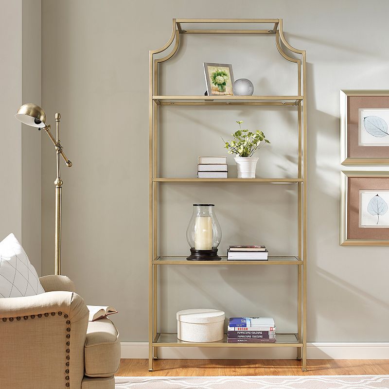 Aimee Glass Etagere 4-Shelf Bookcase, Multicolor