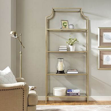 Crosley Aimee Glass Etagere 4-Shelf Bookcase
