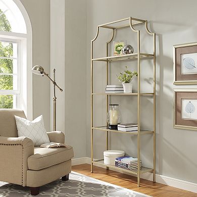 Crosley Aimee Glass Etagere 4-Shelf Bookcase