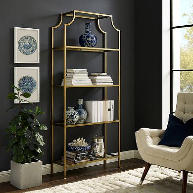 Crosley Aimee Glass Etagere 4-Shelf Bookcase