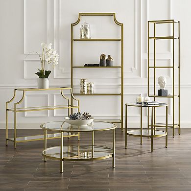 Crosley Aimee Glass Etagere 4-Shelf Bookcase