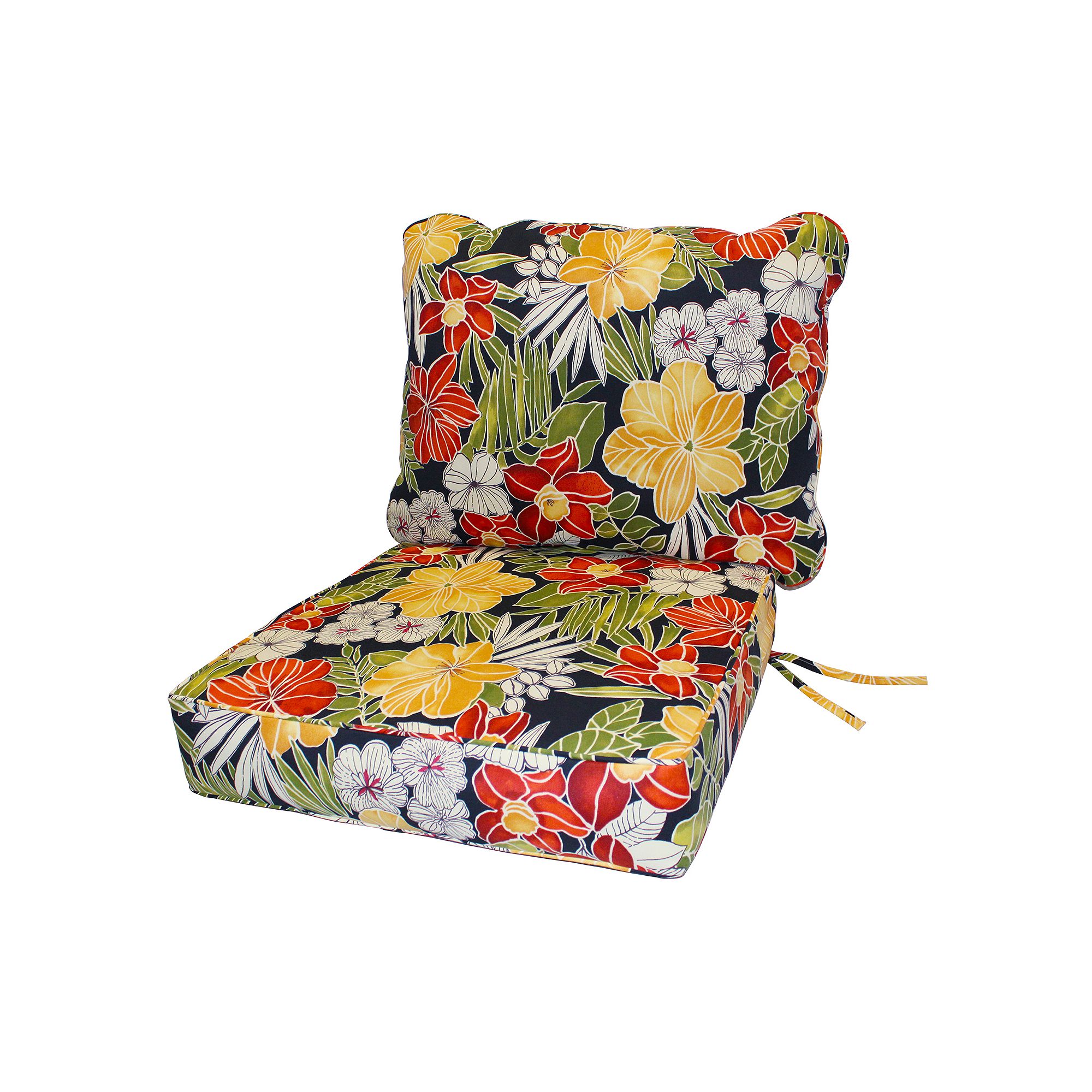 Greendale Home Fashions Deep Seat Patio Chair Cushion 2-piece Set, Aloha Bl