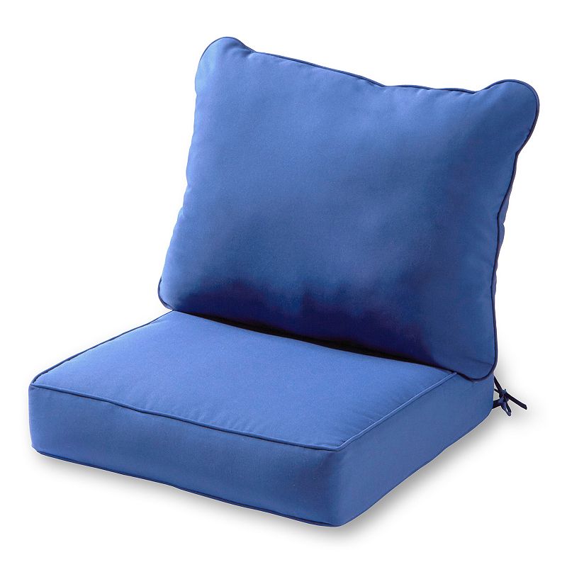 Greendale Home Fashions Deep Seat Patio Chair Cushion 2-piece Set, Med Blue