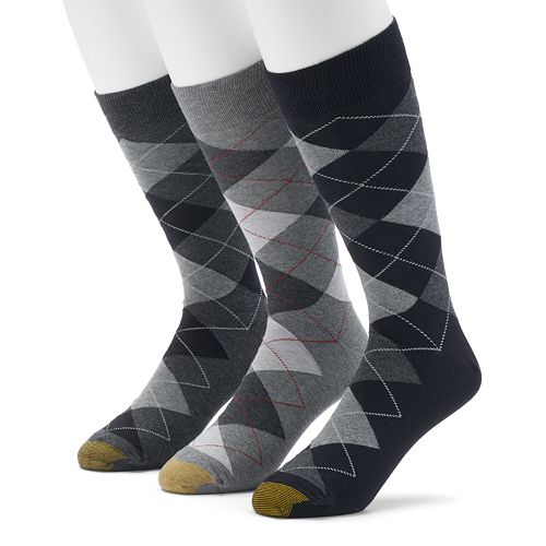Men's Extended Length GOLDTOE 3-pack Carlyle Argyle Dress Socks