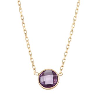 10k Gold Amethyst Circle Pendant Necklace