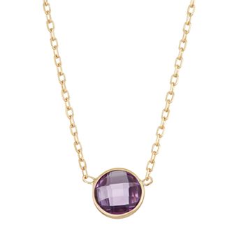 10k Gold Amethyst Circle Pendant Necklace