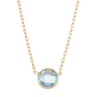 10k Gold Lab-Created Aquamarine Circle Pendant Necklace