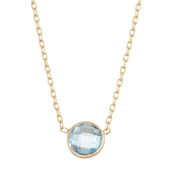 Designs by Gioelli 10k Gold Lab-Created Aquamarine Circle Pendant Necklace