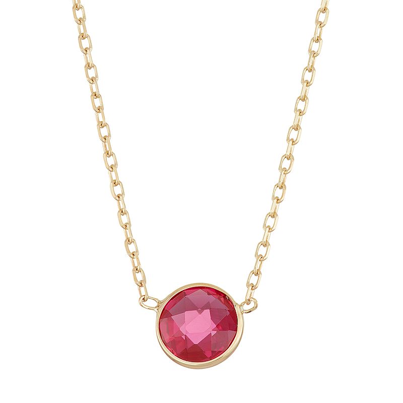 10k Gold Lab-Created Ruby Circle Pendant Necklace, Womens, Size: 17, Re