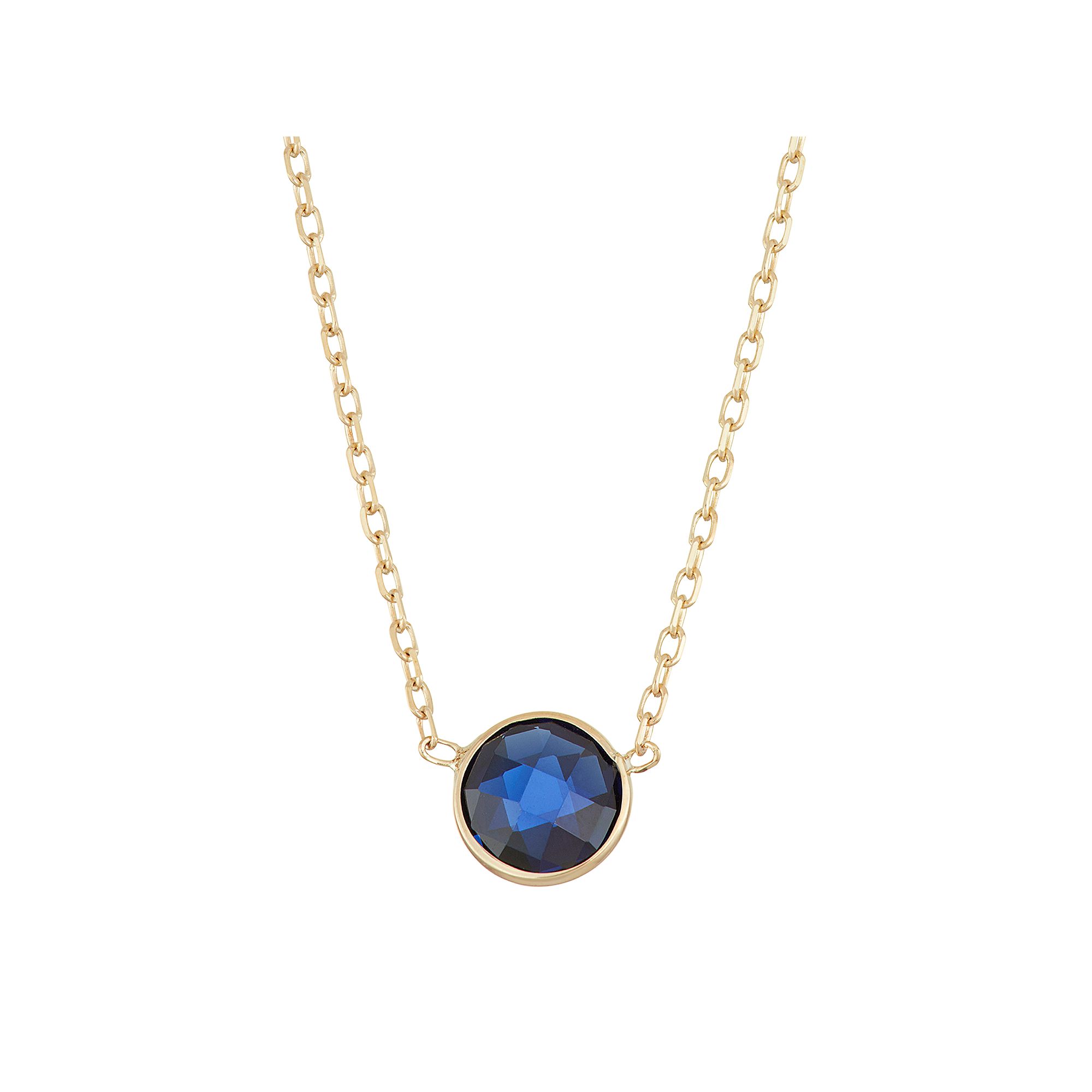 10k Gold Lab-Created Sapphire Circle Pendant Necklace, Womens, Size: 17