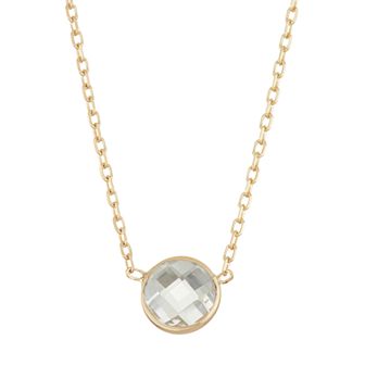 10k Gold Lab-Created White Sapphire Circle Pendant Necklace