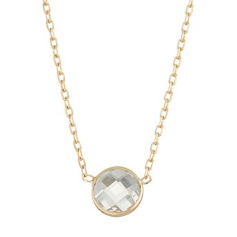 10k Gold Lab-Created White Sapphire Circle Pendant Necklace