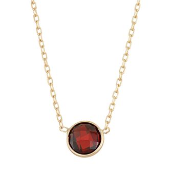 Designs by Gioelli 10k Gold Garnet Circle Pendant Necklace