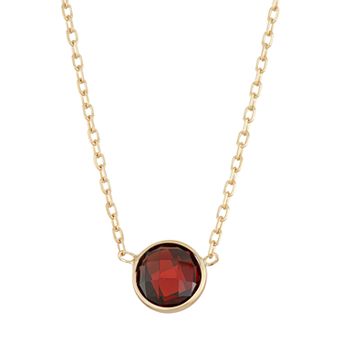 Designs by Gioelli 10k Gold Garnet Circle Pendant Necklace