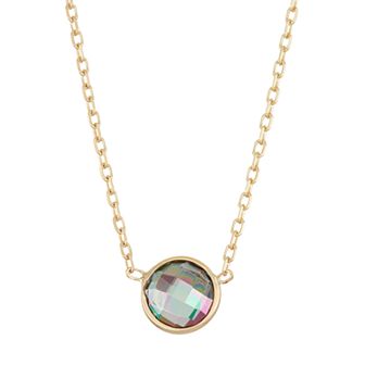 10k Gold Mystic Topaz Circle Pendant Necklace