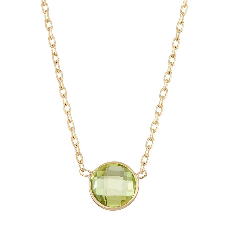 10k Gold Peridot Circle Pendant Necklace, Womens, Size: 17, Green