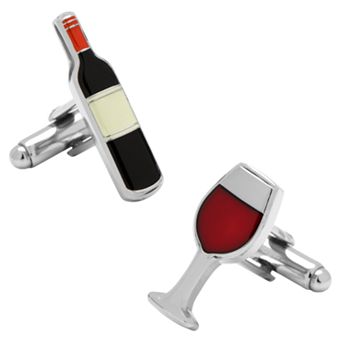 Wine Bottle & Glass Cuff Links