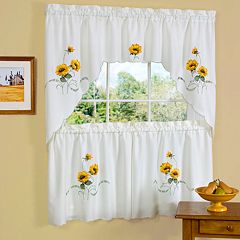 Sunshine Sunflower Tier Swag Kitchen Window Curtain Set