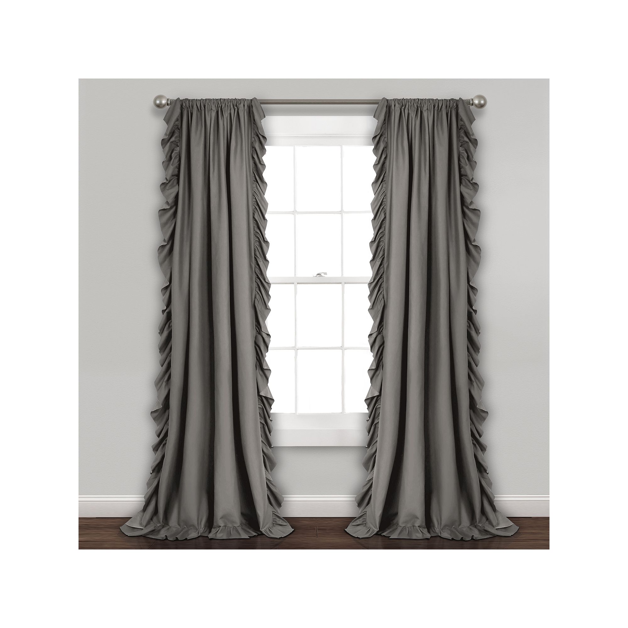 Lush Decor Reyna Cascading Window Curtains Set, Gray