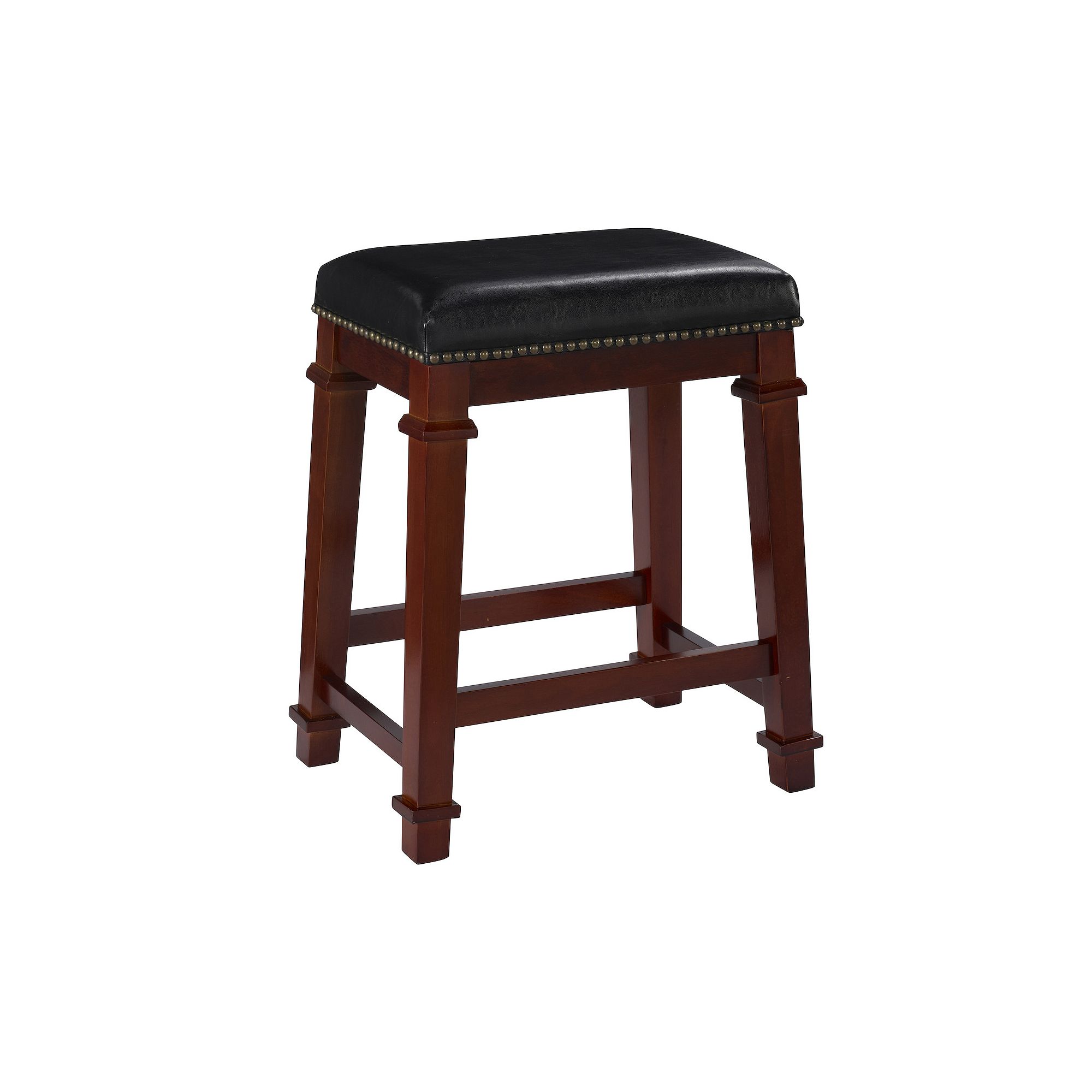 Linon Kennedy Counter Stool, Black Faux Leather
