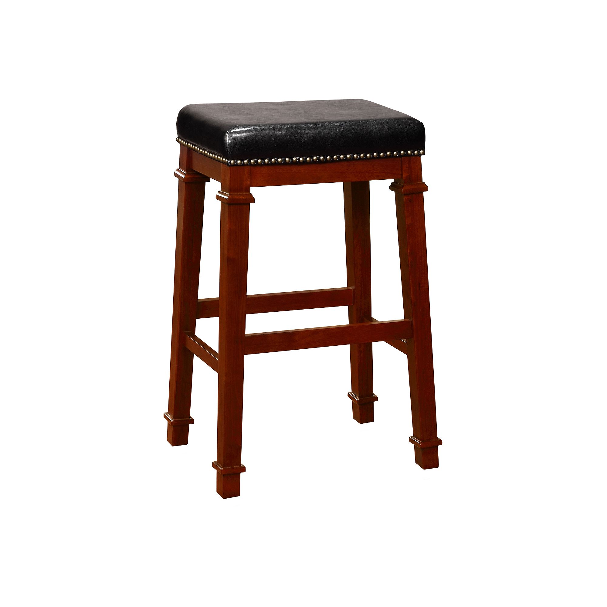 Linon Kennedy Bar Stool, Black Faux Leather