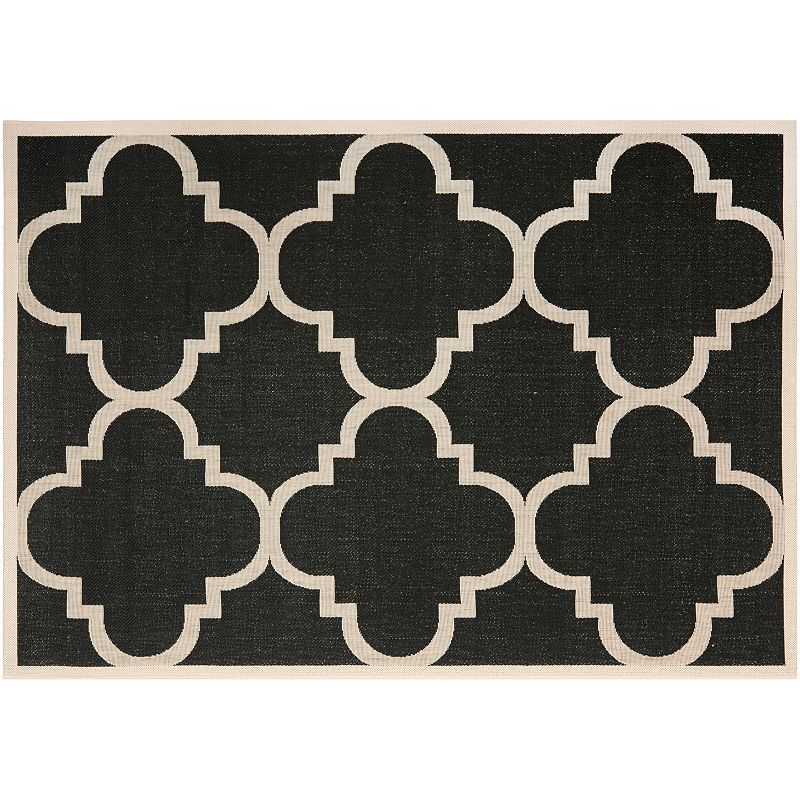 Safavieh Courtyard Tranquility Quatrefoil Indoor Outdoor Rug, Black, 8Ft Rnd