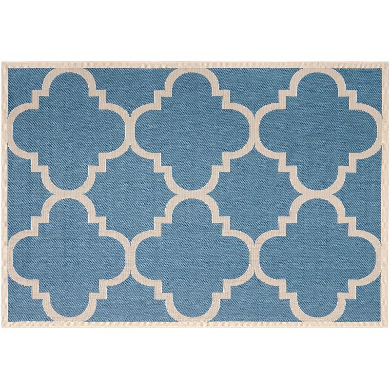 Safavieh Courtyard Tranquility Quatrefoil Indoor Outdoor Rug, Blue, 6.5Ft Sq