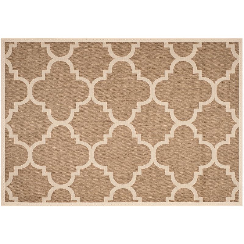 Safavieh Courtyard Tranquility Quatrefoil Indoor Outdoor Rug, Brown, 8X11 Ft