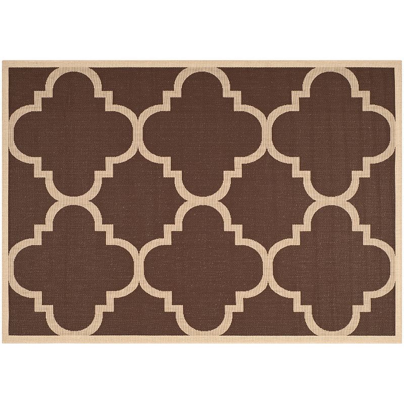 Safavieh Courtyard Tranquility Quatrefoil Indoor Outdoor Rug, Brown, 8Ft Rnd