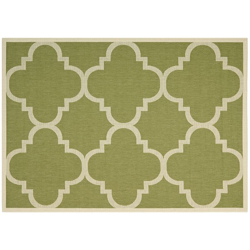 Safavieh Courtyard Tranquility Quatrefoil Indoor Outdoor Rug, Green, 6.5Ft Rnd