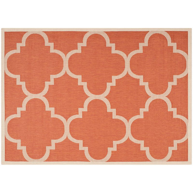 Safavieh Courtyard Tranquility Quatrefoil Indoor Outdoor Rug, Red, 6.5X9.5 Ft