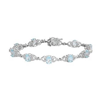 Jewelexcess Sterling Silver Sky Blue Topaz Heart Link Bracelet