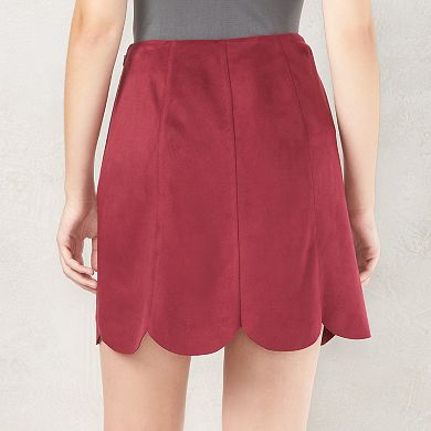 Women's LC Lauren Conrad Scalloped Faux-Suede Skirt