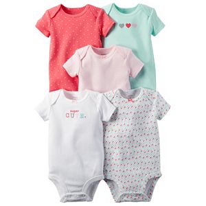 Baby Girl Carter's 5-pk. Print & Embroidered Bodysuits