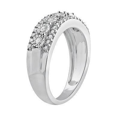 10k White Gold 1/2 Carat T.W. Diamond Triple Row Ring