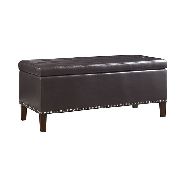 Madison Park Frances Tufted Storage Ottoman - Chocolate Faux Leather