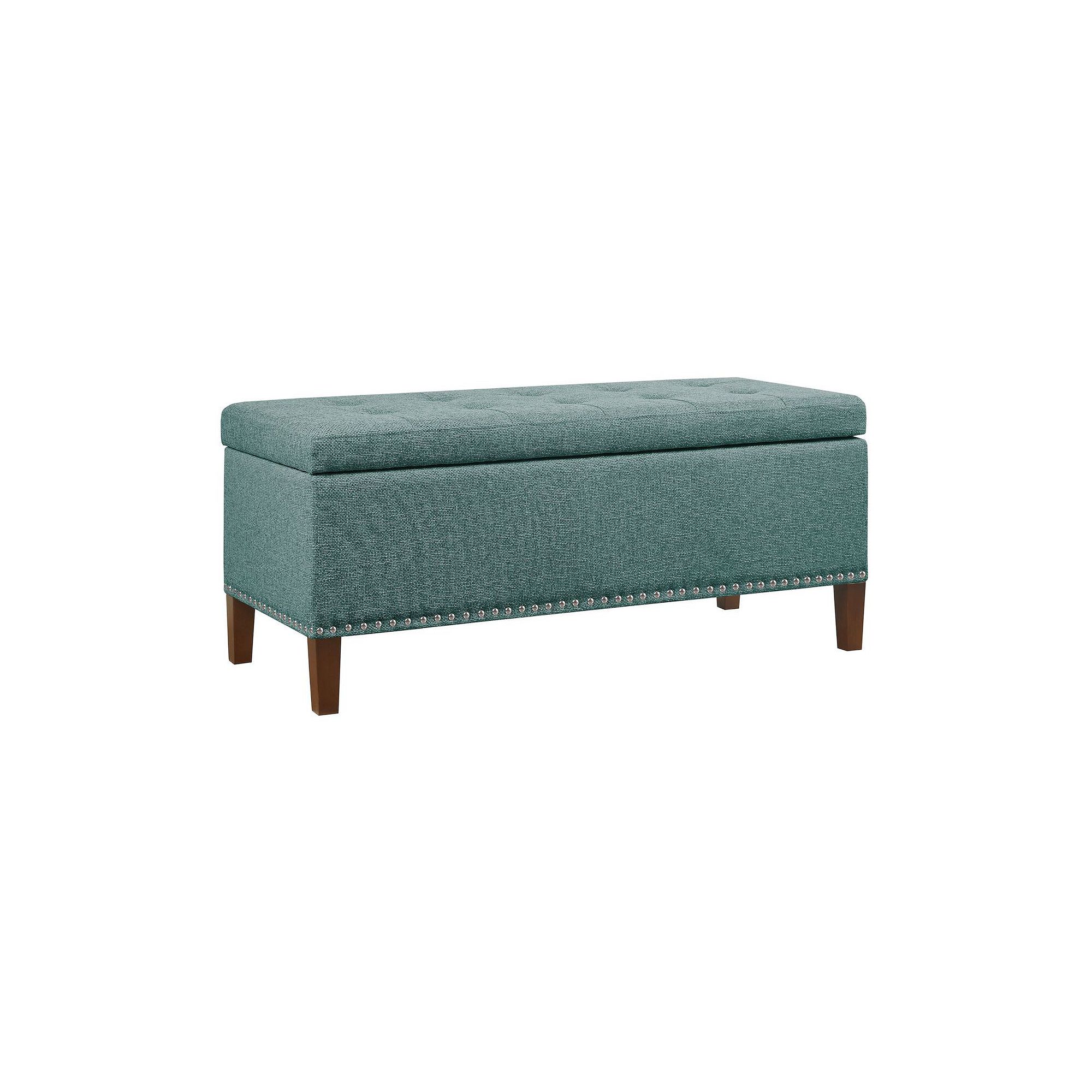 Madison Park Frances Tufted Storage Ottoman, Green Fabric