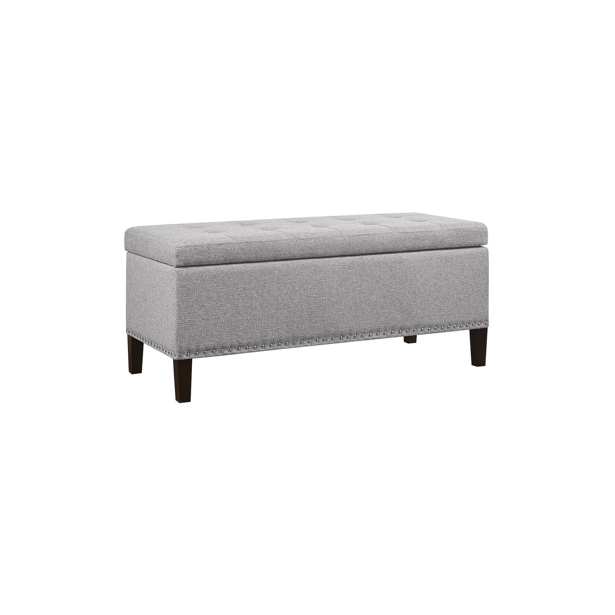 Madison Park Frances Tufted Storage Ottoman, Silver Black Legs