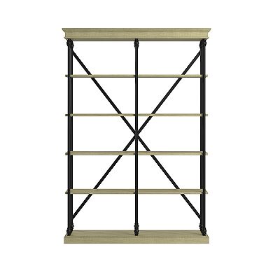 HomeVance Cresthill Rustic Metal Frame 58-Inch Bookshelf