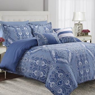 Atlantis 5 pc 300 Thread Count Egyptian Cotton Percale Printed Duvet Cover Set