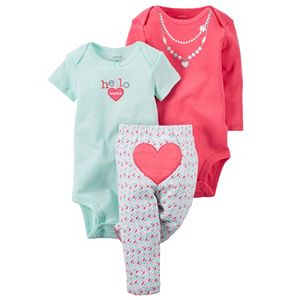 Baby Girl Carter's 3-pc. Bodysuit & Heart Pants Set