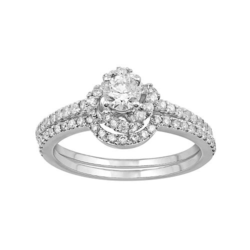 Simply Vera Vera Wang 14k White Gold 9/10 Carat T.W. Diamond Halo