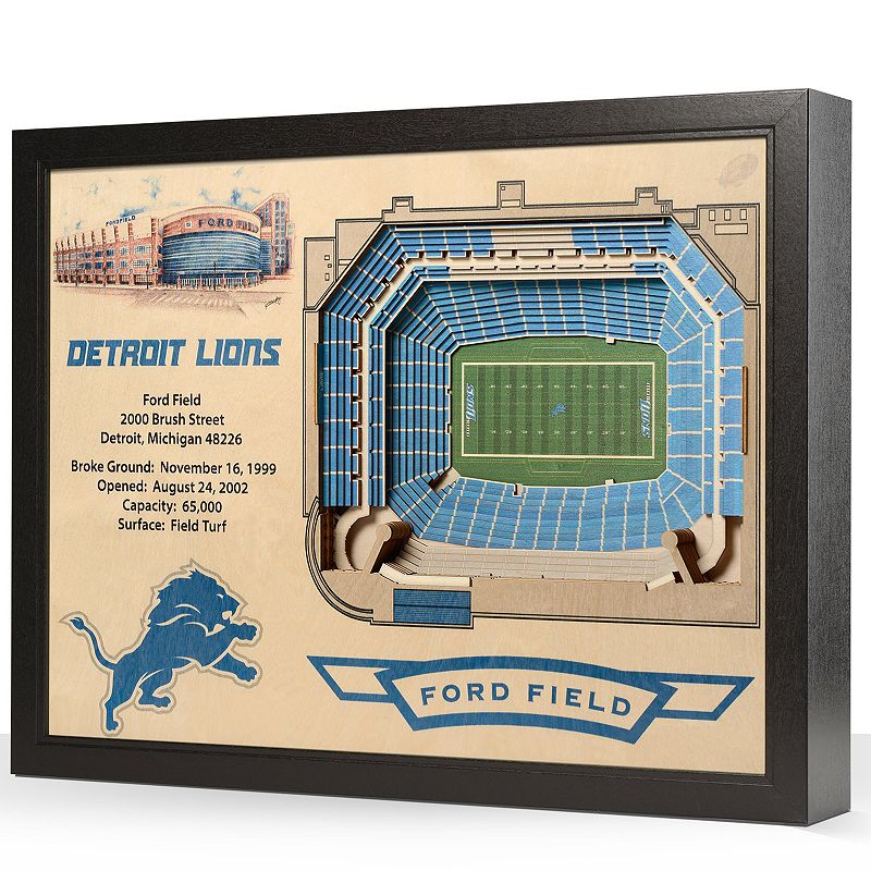 Detroit Lions StadiumViews 3D Wall Art, Multicolor
